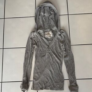 Abercrombie & Fitch Gray Button-Up Hoodie